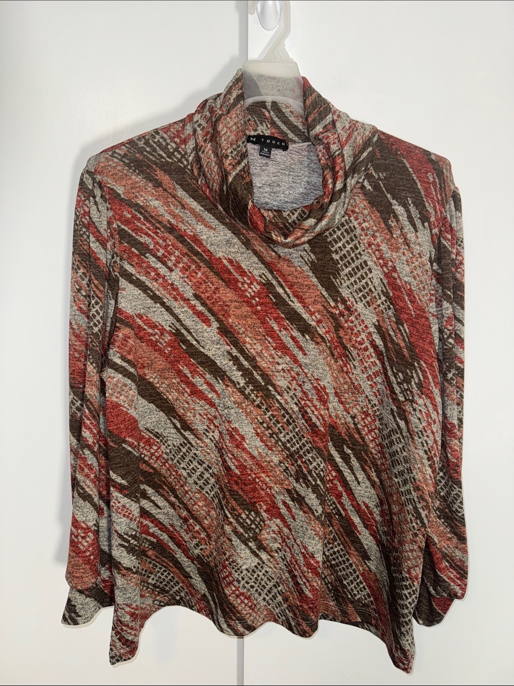 N Touch Cowl Neck Long Sleeve Knit Top Women’s 1X